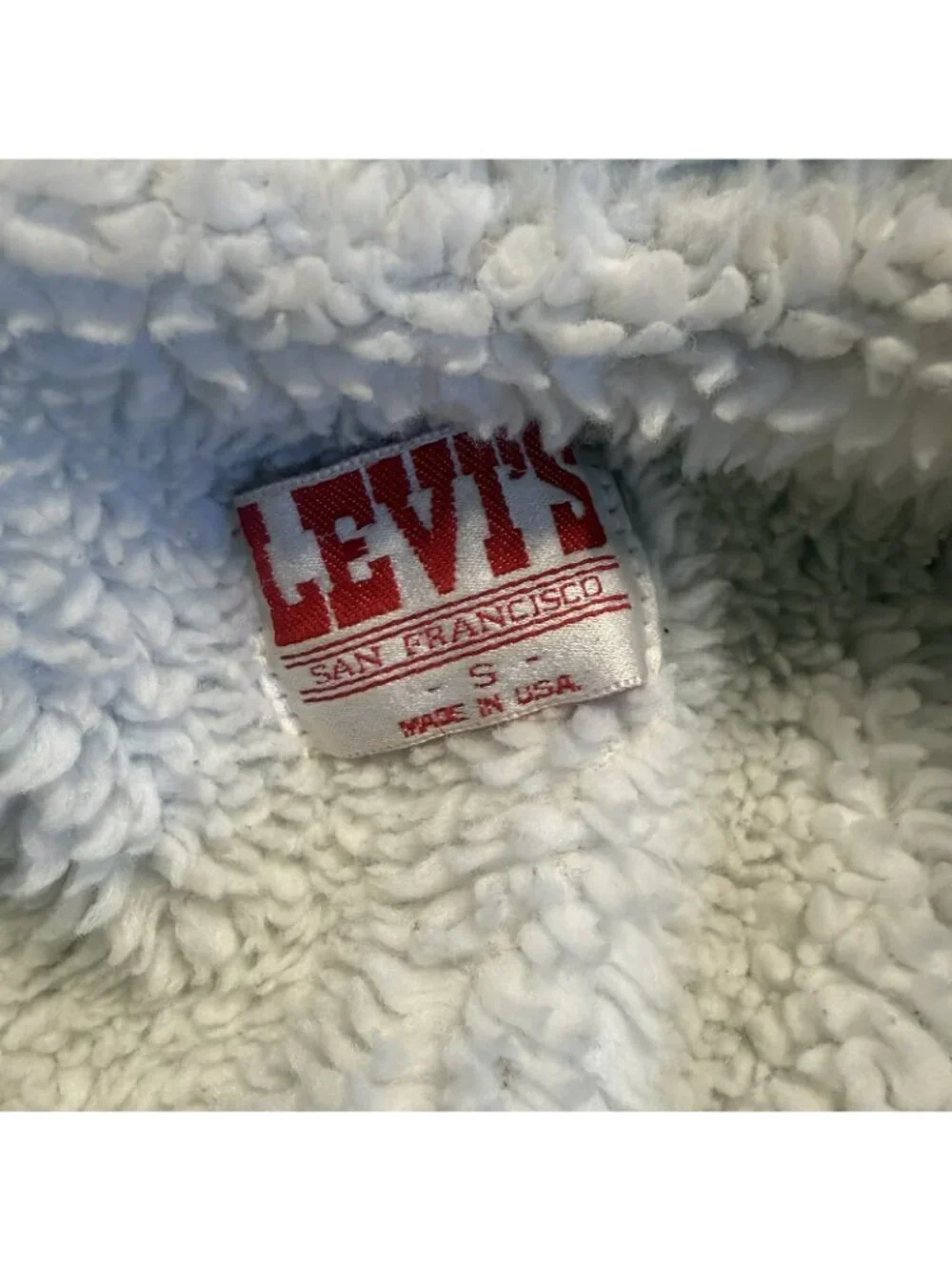 Vintage 80s Levi's Sherpa Denim Jacket Mens Small S Light Wash Made in USA